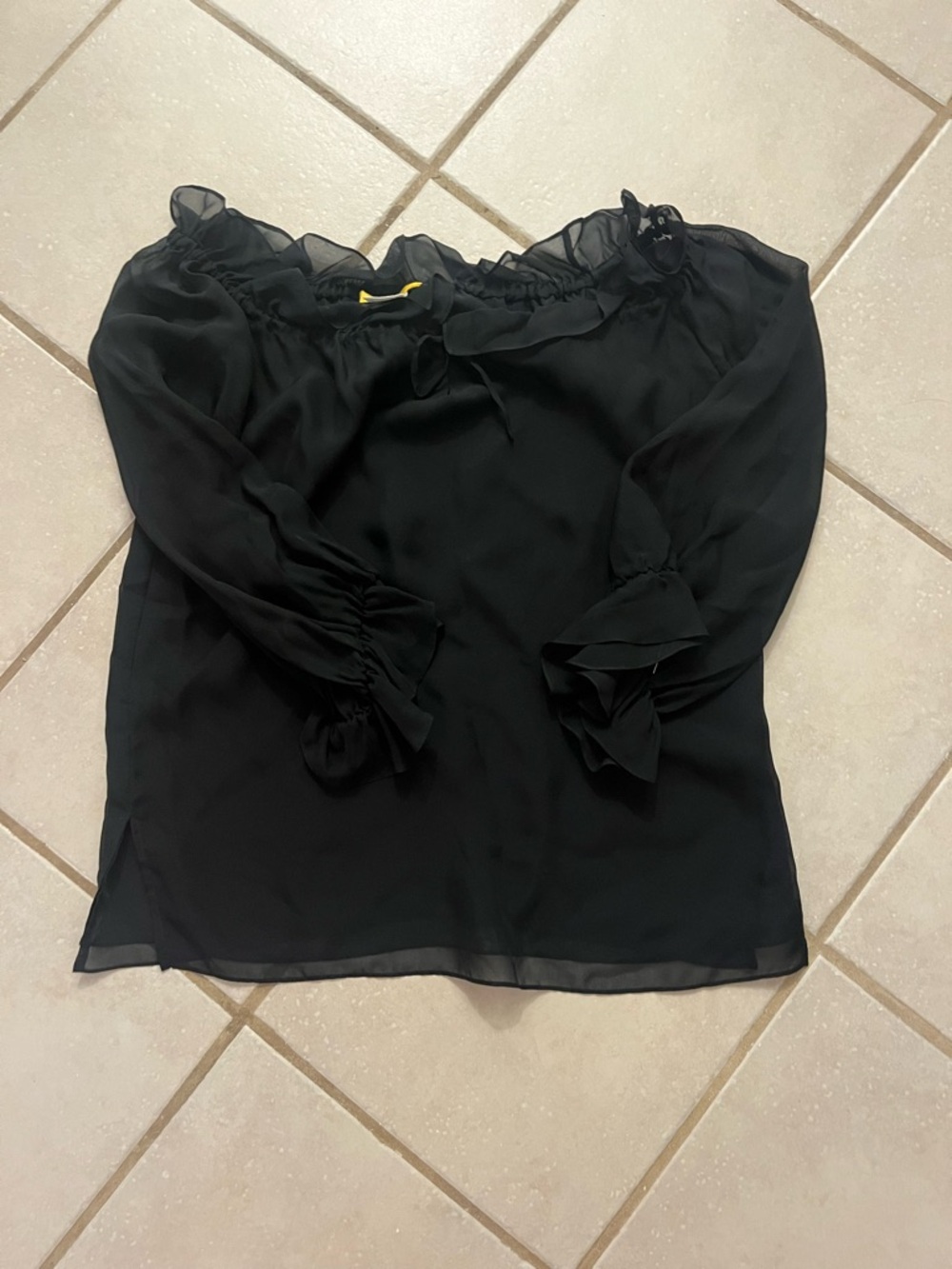 Black Off-Shoulder Ruffle Detail Blouse
